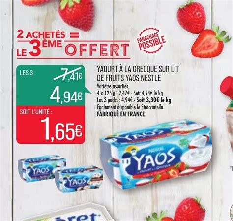 Promo Yaourt La Grecque Sur Lit De Fruits Yaos Nestle Chez Match