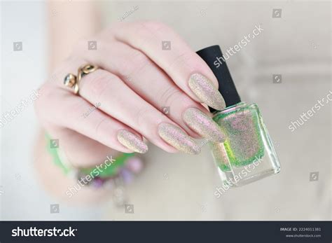 Female Hand Long Nails Nude Beige Stock Photo Shutterstock
