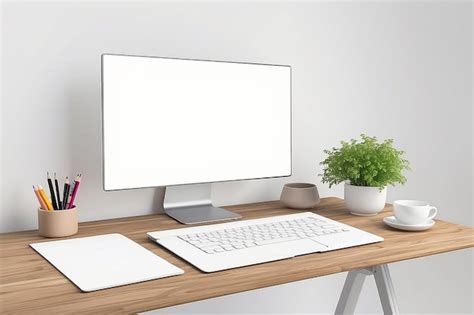 Premium Photo Laptop With A White Screen Isolated Working Desk