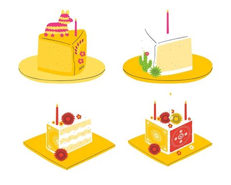 Premium Vector Birthday Cake Icons Set Isometric Illustration Of