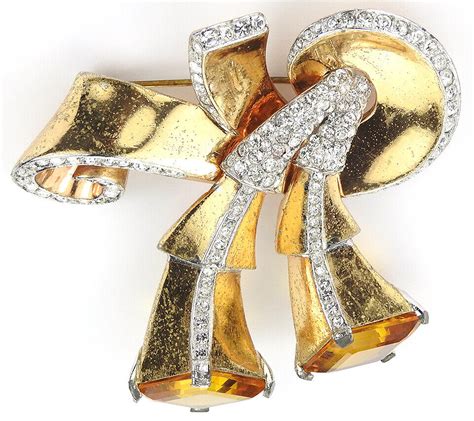 MB Boucher Gold Pave And Square Cut Citrines Double D Gem