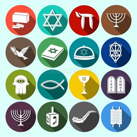 Judaism Icons Set Flat stock vector. Image of peace, pictogram - 43956574