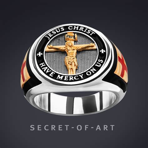 Jesus Ring Silber 925 Have Mercy On Us Superedel Mit Gelbgold