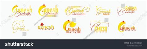 Beautiful Creative Calligraphy Set Ganesh Chaturthi Stock Vector ...