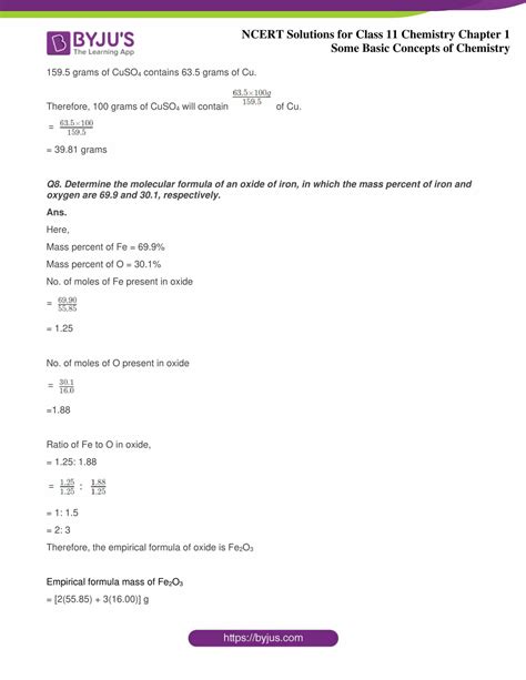 Ncert Solutions For Class 11 Chemistry Chapter 1 Some Basic Concepts Of