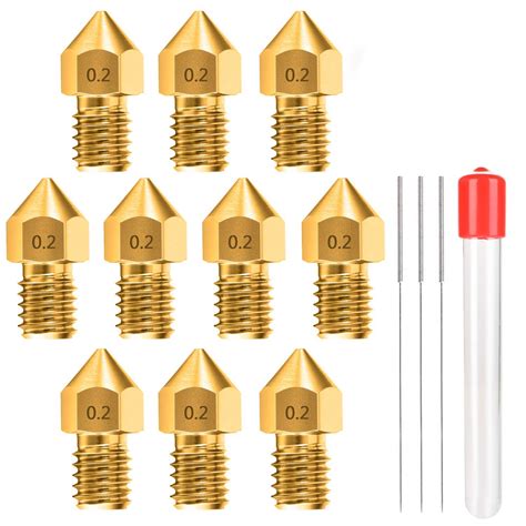 0 2mm Mk8 Ender 3 Nozzles 10 Pcs 3d Printer Brass Nozzles Extruder For Makerbot