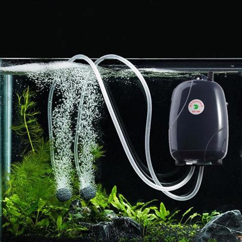 Rs V W Double Outlets Adjustable Flow Silent Aquarium Air Pump