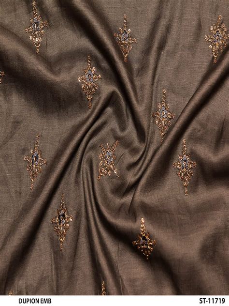 Dupion Silk Asterixs Design Zari Embroidered Fabric Source Fabrics