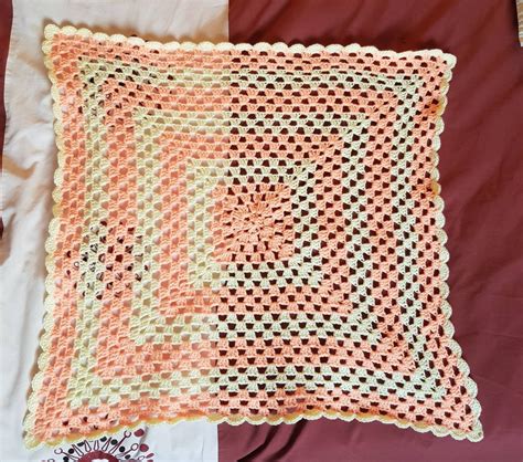 Peaches And Cream Crochet Granny Square Baby Blanket Etsy