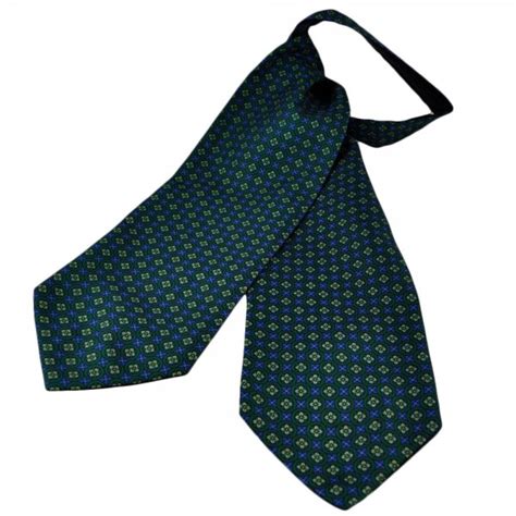 Navy Blue Green Floral Circle Patterned Casual Day Cravat From Ties