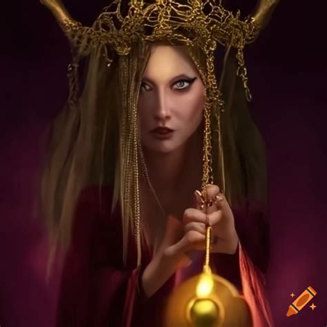 Image Of A Witch With A Golden Pendulum