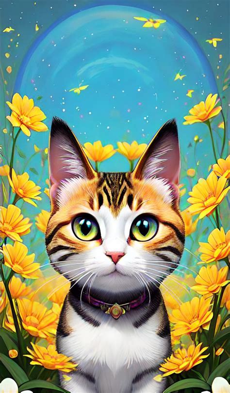 Cute cat | Cat wallpaper, Colorful art, Cat art