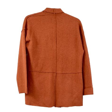 TAHARI Burnt Orange Long Sleeve 3 4 Length Wool Blend Overcoat Size