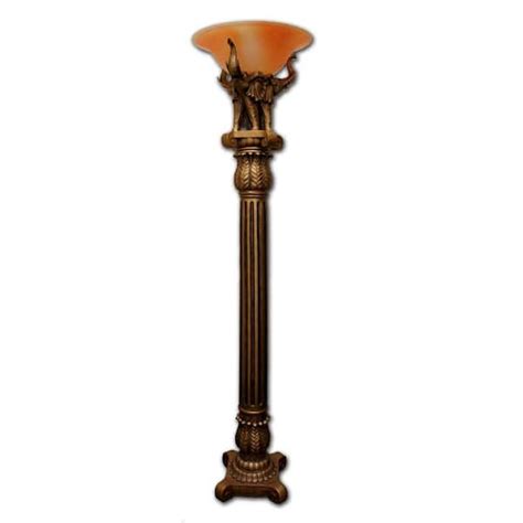 Ore International 72 In Antique Gold Elephant Torchiere Floor Lamp