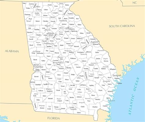 Georgia Map Cities And Towns Spring Solstice 2024