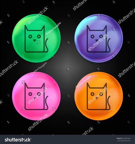 Pussy Cat Cartoon Outline Variant Crystal Stock Vector Royalty Free Shutterstock