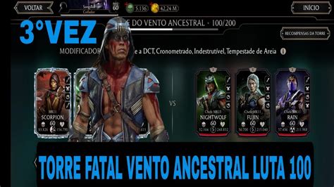 MK MOBILE TORRE FATAL VENTO ANCESTRAL LUTA 100 FINALIZANDO PELA 3 VEZ