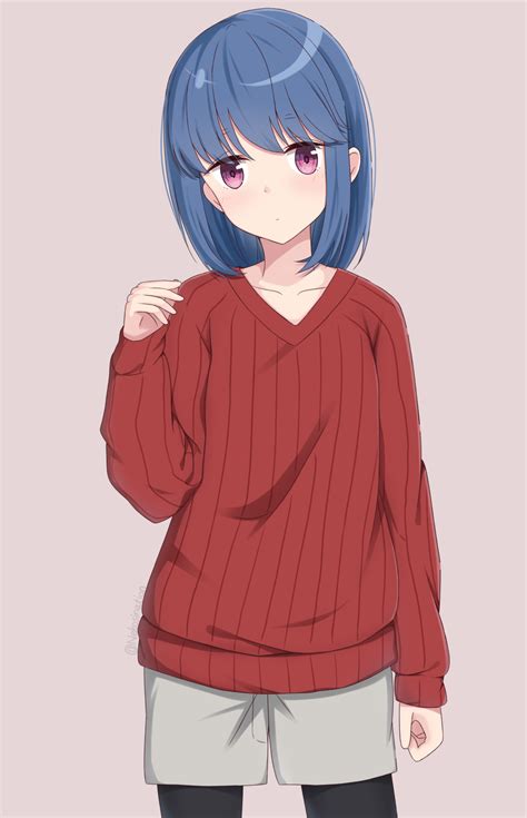 Safebooru 1girl Bangs Blue Hair Blush Bob Cut Closed Mouth Collarbone