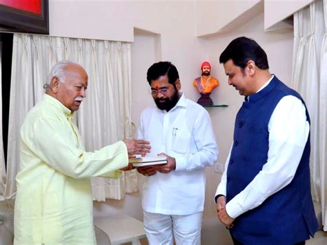 Eknath Shinde Mohan Bhagwat Rss सरसंघचालक मोहन भागवत यांना भेटले