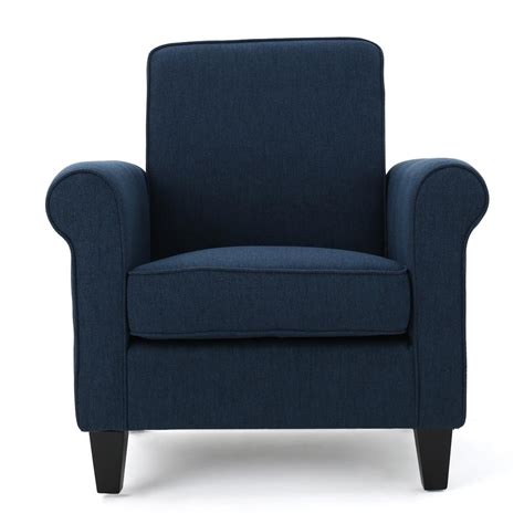 Noble House Freemont Dark Blue Fabric Club Chair The Home Depot