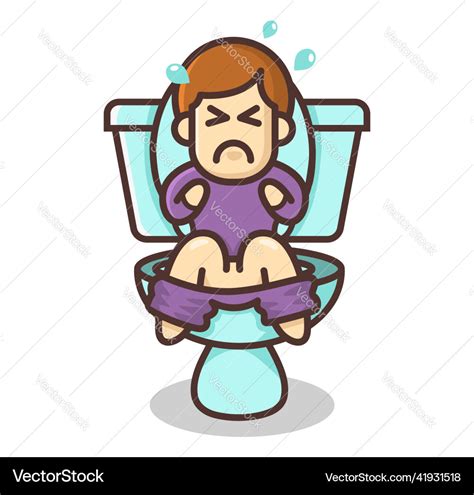 Little funny cartoon boy is sitting on the toilet Vector Image