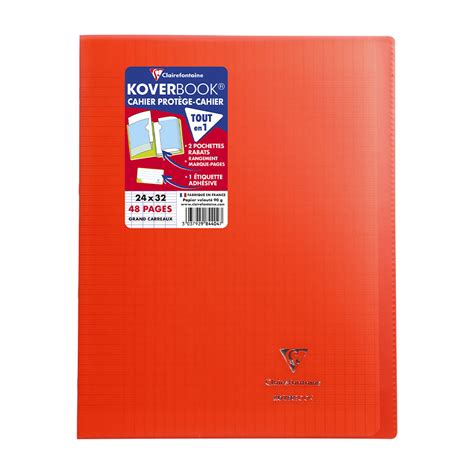 Cahier Koverbook Polypro Rouge Clairefontaine X P Grands Carreaux