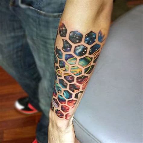 80 Honeycomb Tattoo Designs For Men - Hexagon Ink Ideas