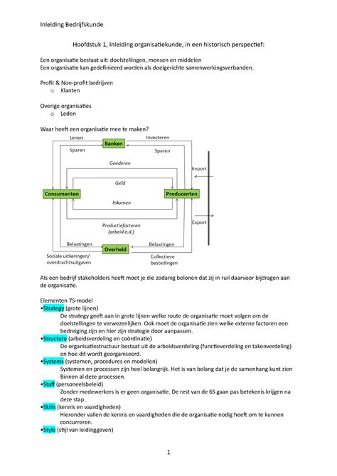 Inleiding Bedrijfskunde Hoofdstuk 1 Inleiding Organisatiekunde In