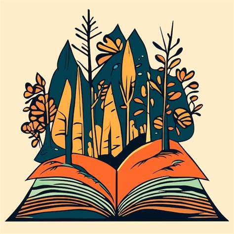 Premium Vector Open Book Concept Forest Vector Illustration