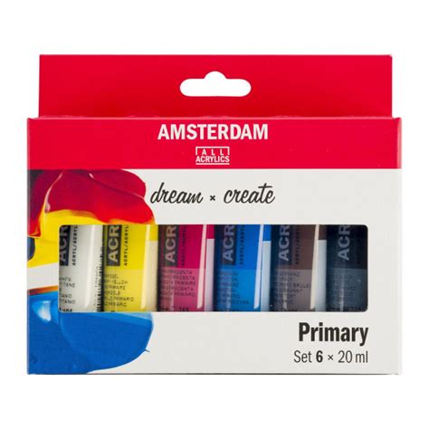 Set De Tubes De Peinture Acrylique Amsterdam Ml Couleurs Primaires