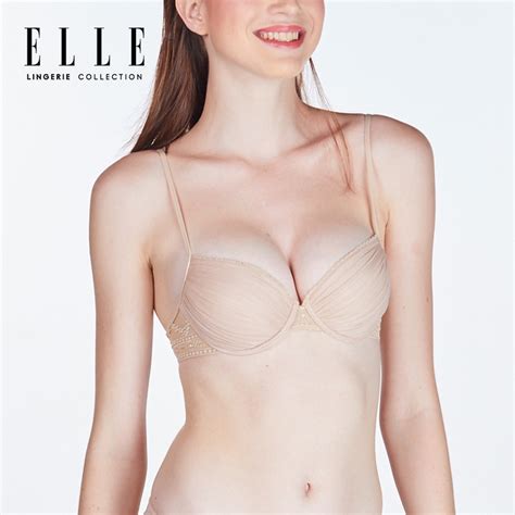 ELLE lingerie Moulded bra ยกทรงมโครงเสรม PAD ฟองนำ แตงพลทและผาลกไม LB Shopee