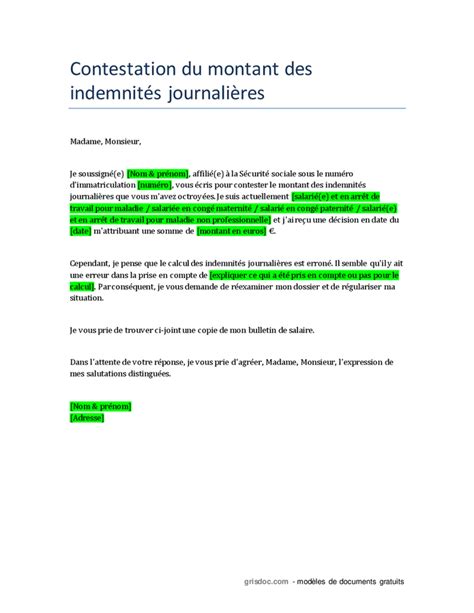 Contestation du montant des indemnités journalières auprès de la CPAM