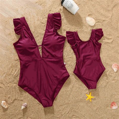 Bikini Con Cuello En V Para Madre E Hija Conjunto Familiar Con Volantes Traje De Ba