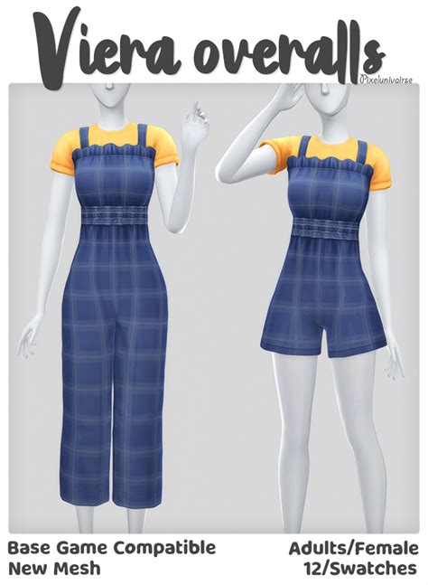 Sims 4 Pixelunivairse Viera Overalls Pant Micat Game