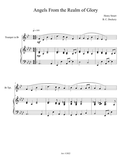 Angels From The Realm Of Glory Trumpet Solo With Piano Arr B C