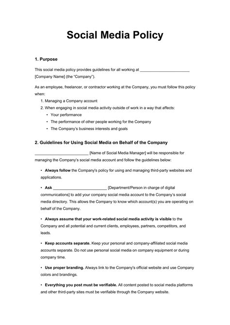 Free Social Media Policy Template Pdf And Word Legal Templates