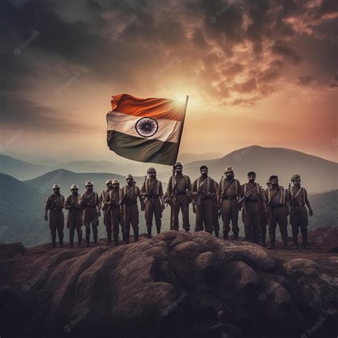 Premium Photo | Indian Army holding Indian Flag Generative ai