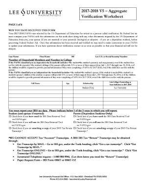 Fillable Online V Aggregate Verification Worksheet Fax Email