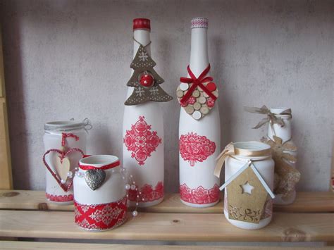 Flessen Potjes Met Gesso Kerst Bottles And Jars Bottle Crafts