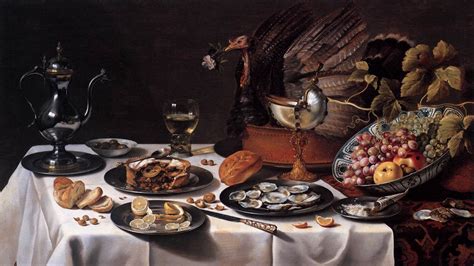 Still Life With Turkey Pie Painting Pieter Claesz Oil Paintings