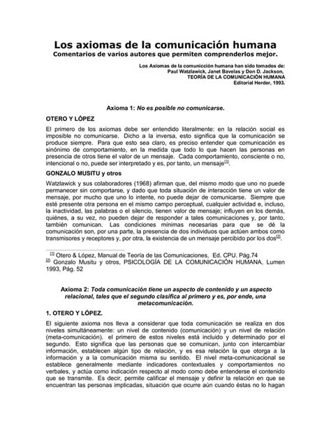 Los Axiomas De La Comunicacion Humana Pdf