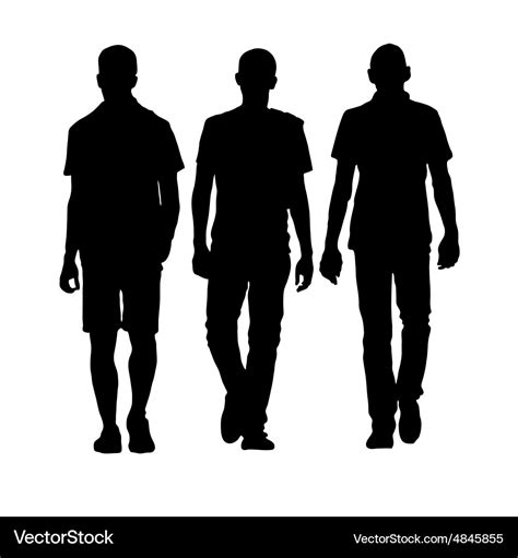 Man walking three black silhouette Royalty Free Vector Image