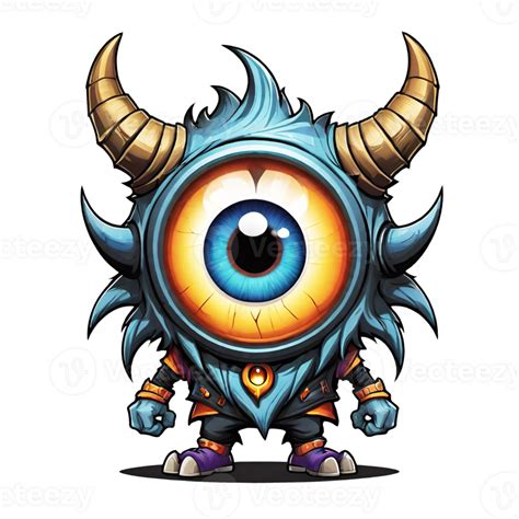 Ai Generated Cartoon Monster With Big Eye And Horn Isolated On