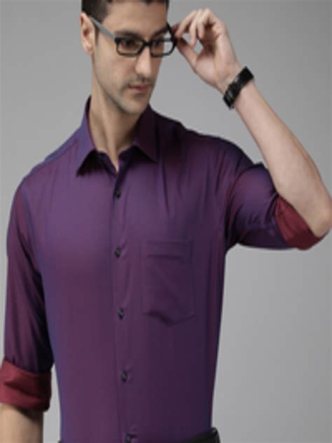 Buy Van Heusen Men Purple Custom Fit Printed Pure Cotton Formal Shirt Shirts For Men 19086246