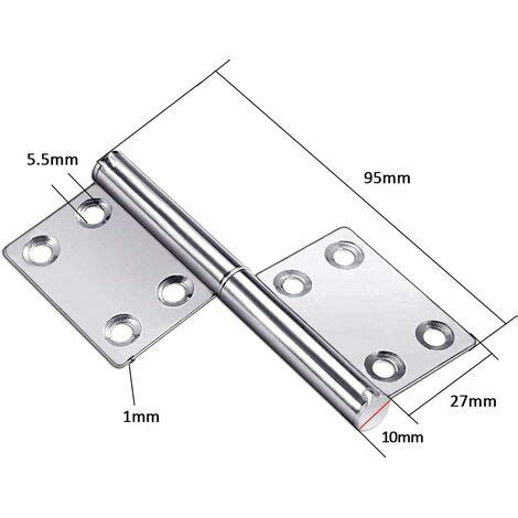 NORCKS Door Hinges 1 Mm Folding Butt Hinges 2Pcs Lift Off Door Hinges