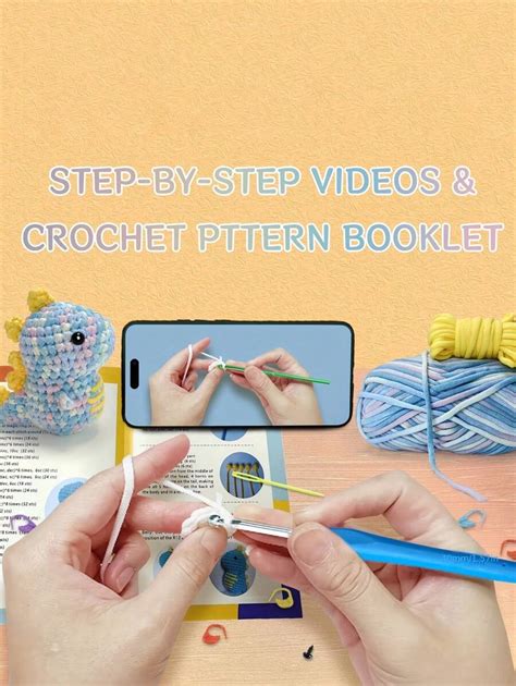 Beginners Crochet Kit With Easy Peasy Dinosaur Doll Kit Yarn Crochet