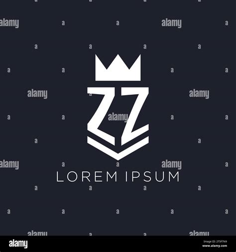 ZZ Logo With Shield And Crown Initial Monogram Logo Design Ideas Stock