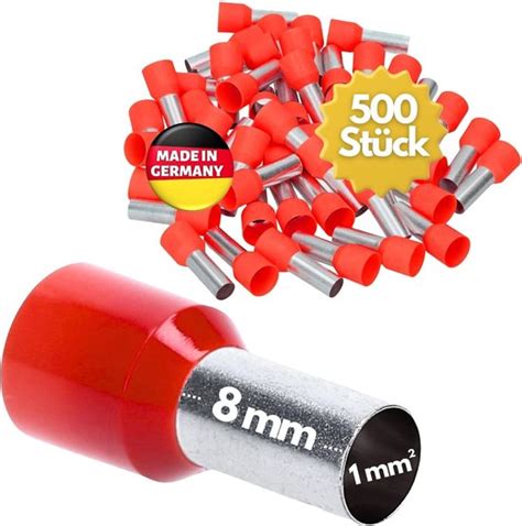 500 Stuks Kalitec Ae108rt Adereindhulzen Geïsoleerd 10 Mm² 8 Mm Lang