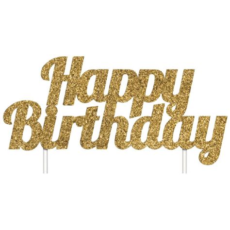 Artwrap Birthday Glitter Cake Topper Gold The Warehouse