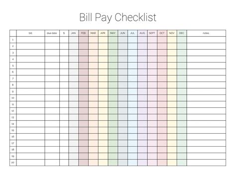 Monthly Bill Checklist Excel - Template Calendar Design